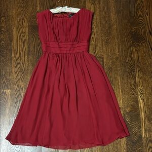 Max & Cleo Burgundy Pleated Dress